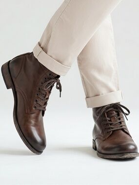 FRYE | Tyler Lace Up Cognac Brown Leather Boots Men’s Size 8